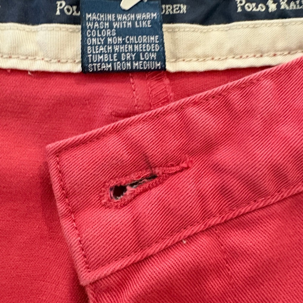 Polo Ralph Lauren Tyler Short Mens 36 Red Pleated Chino Shorts 100% Cotton Bold - Picture 4 of 9